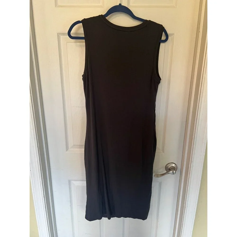 Athleta Side Rushed Grey Sleeveless Midi Length Dress Size Medium Tall - Picture 5 of 9